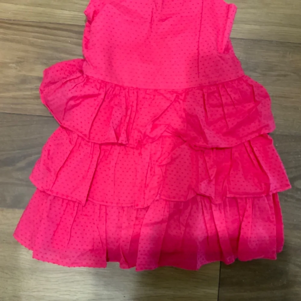 Hot Pink Tiered Dress with Bows on Each Shoulder Size 7